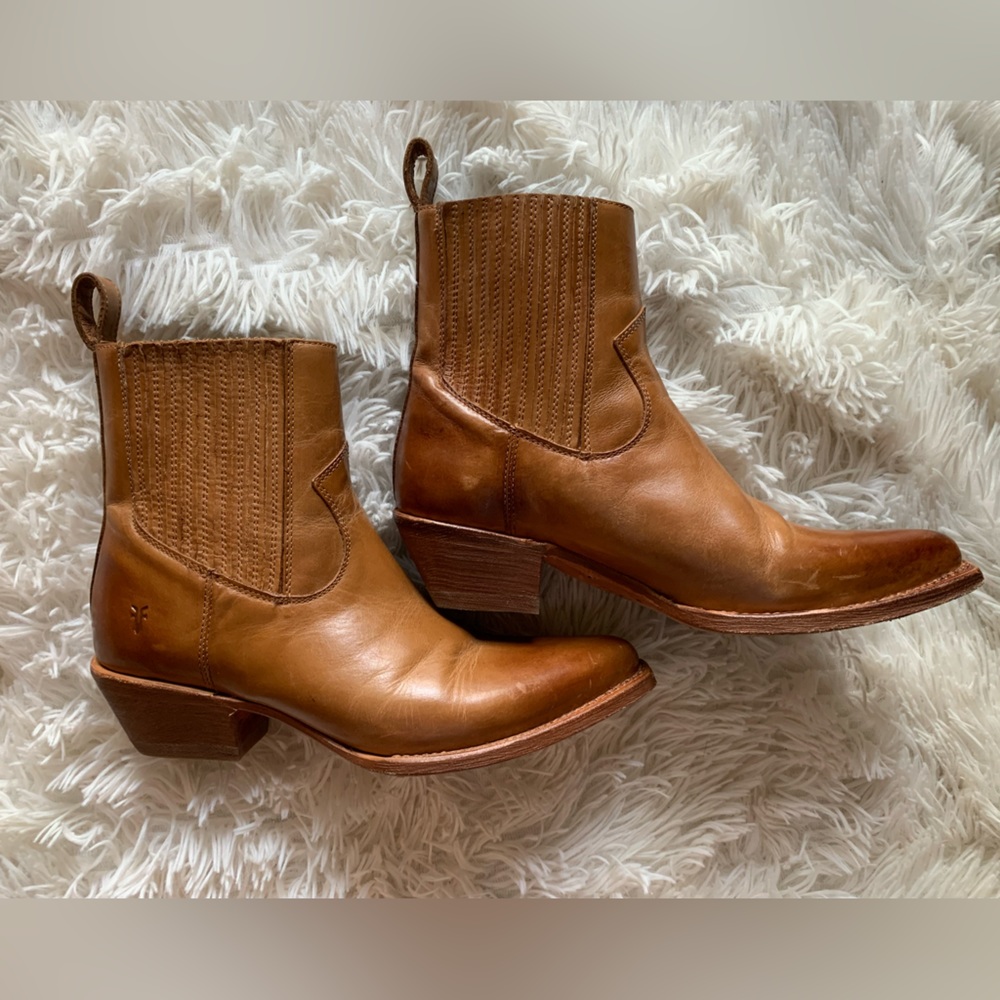 Frye Tan Leather Ankle Boots